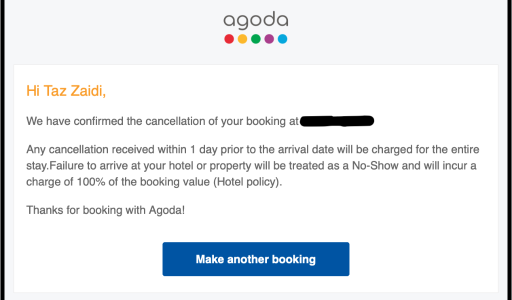 agoda flight booking on calcellation