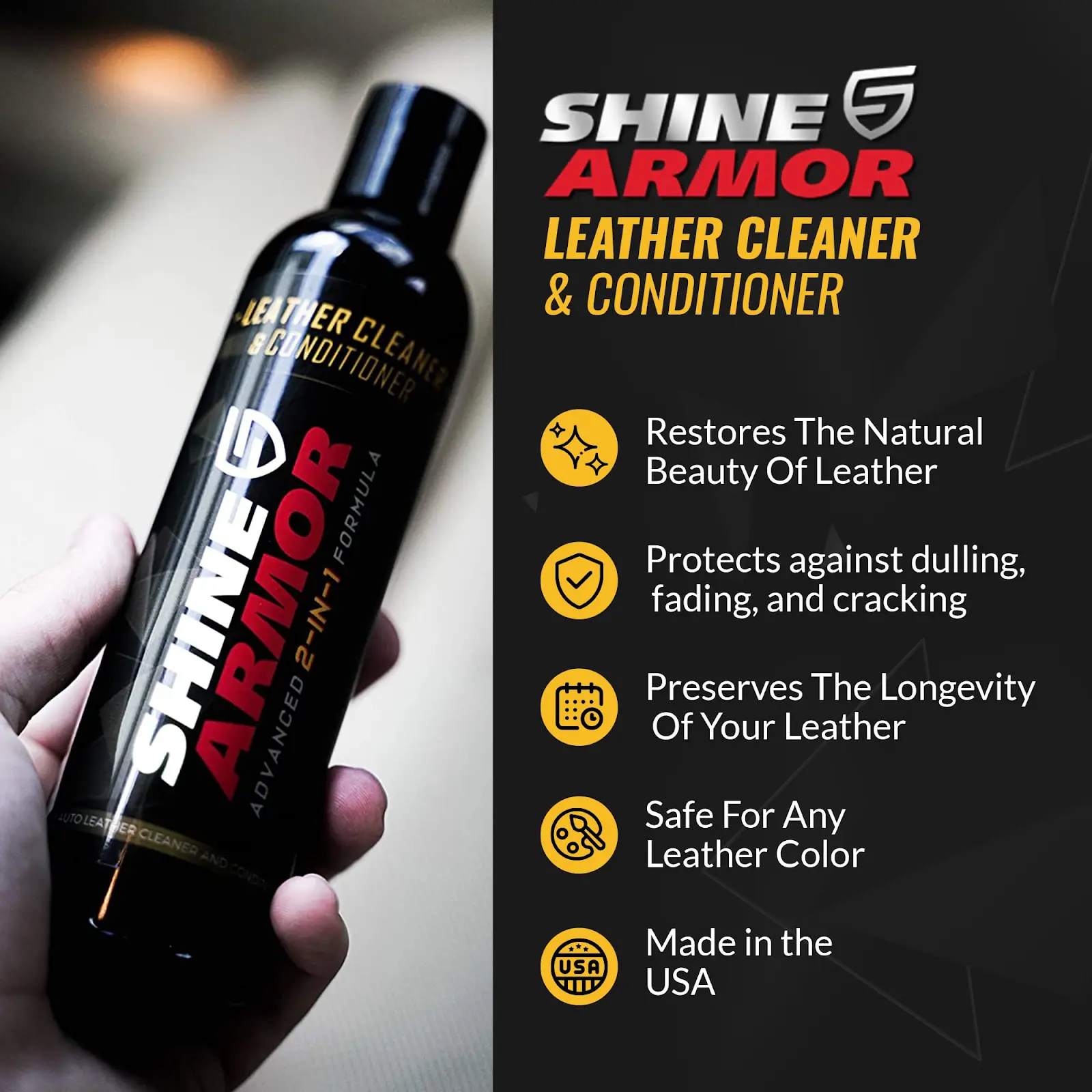Shine armor leather cleaner and conditioner