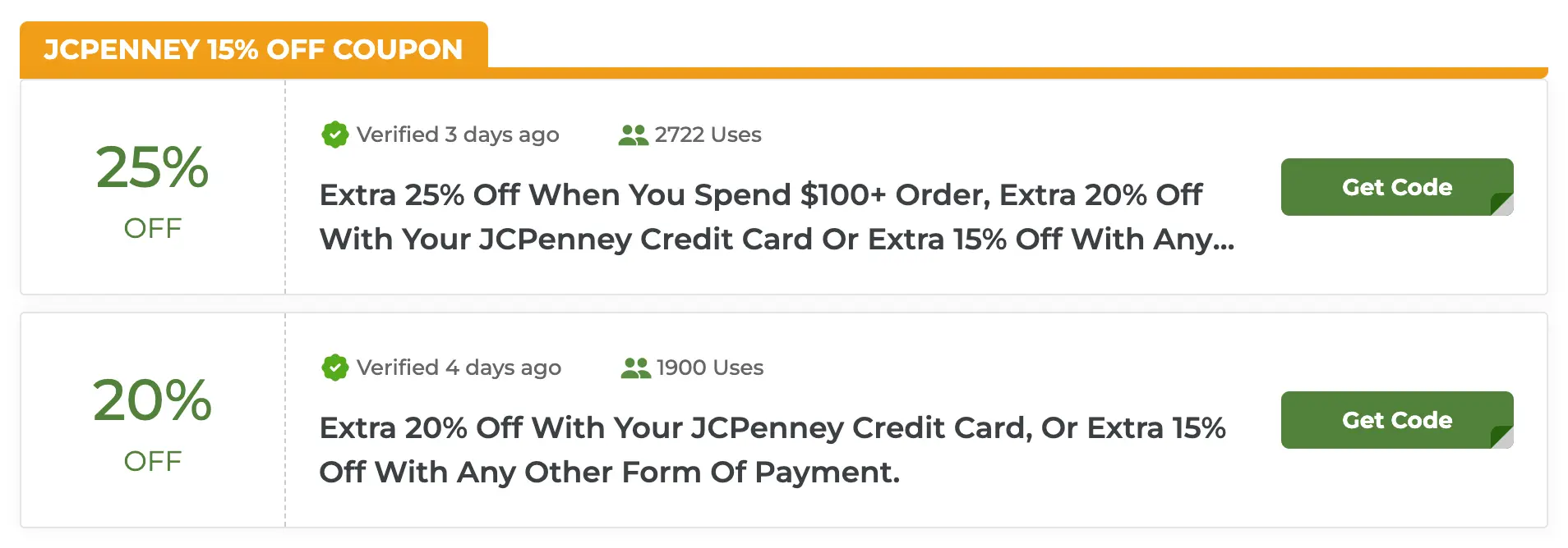 JCpenney coupon code