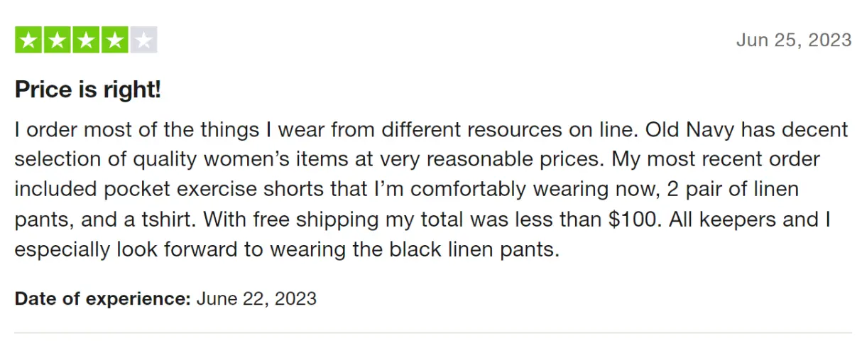 Old navy customer reviews