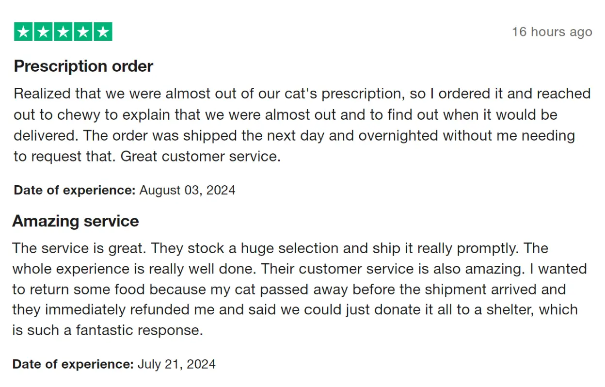 chewy pet meds reviews