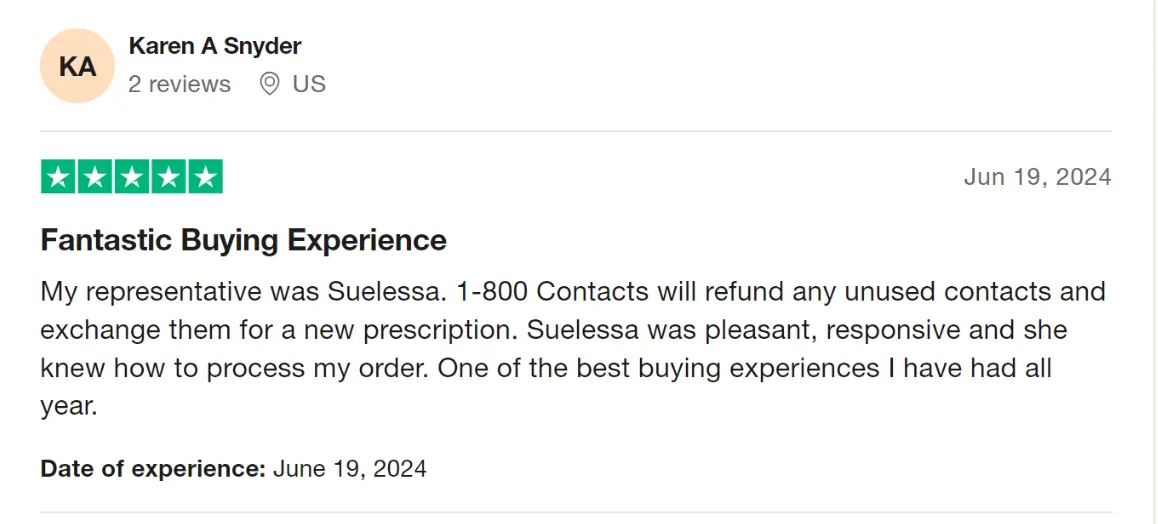 1800 contacts reviews by Karen 