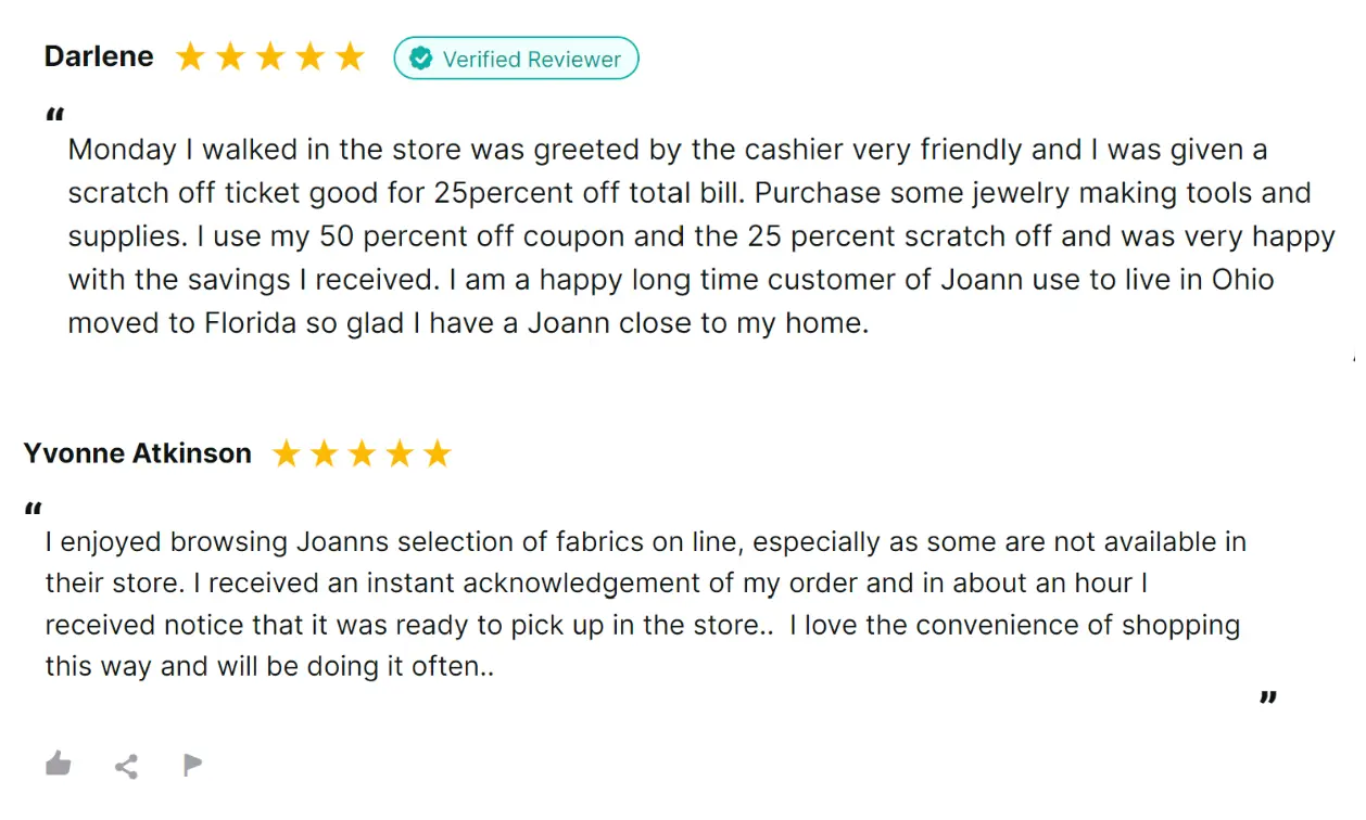 joann reviews