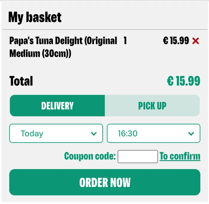 order Papa Johns pizza online