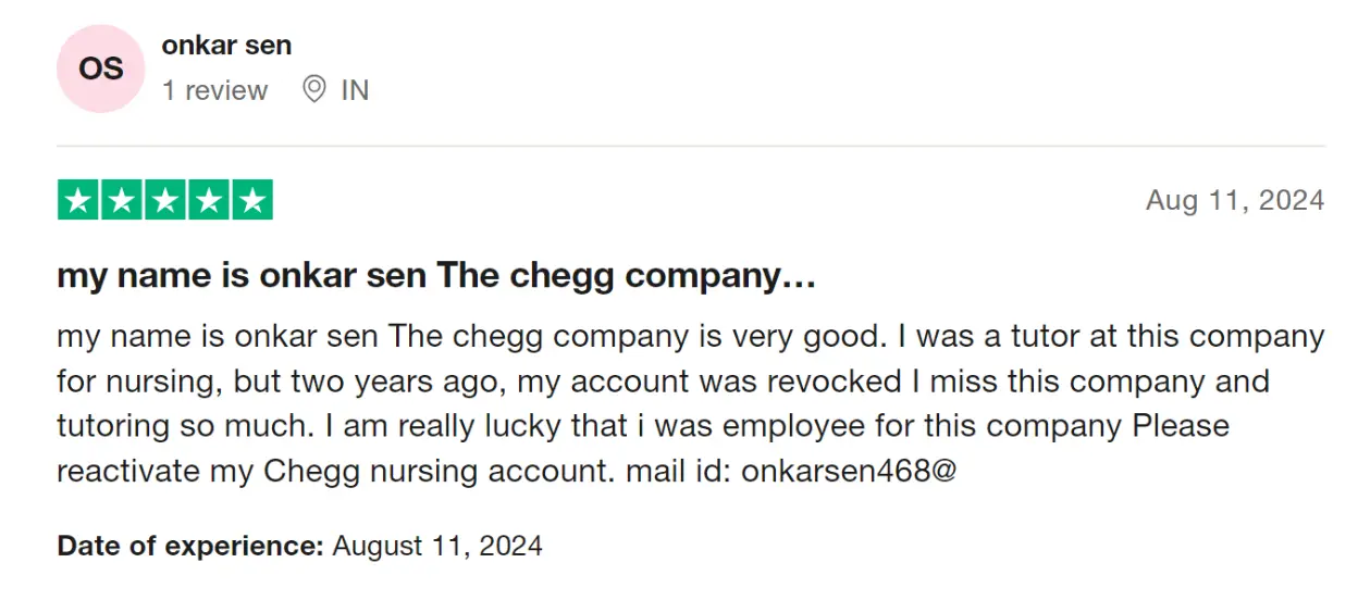 Chegg reviews