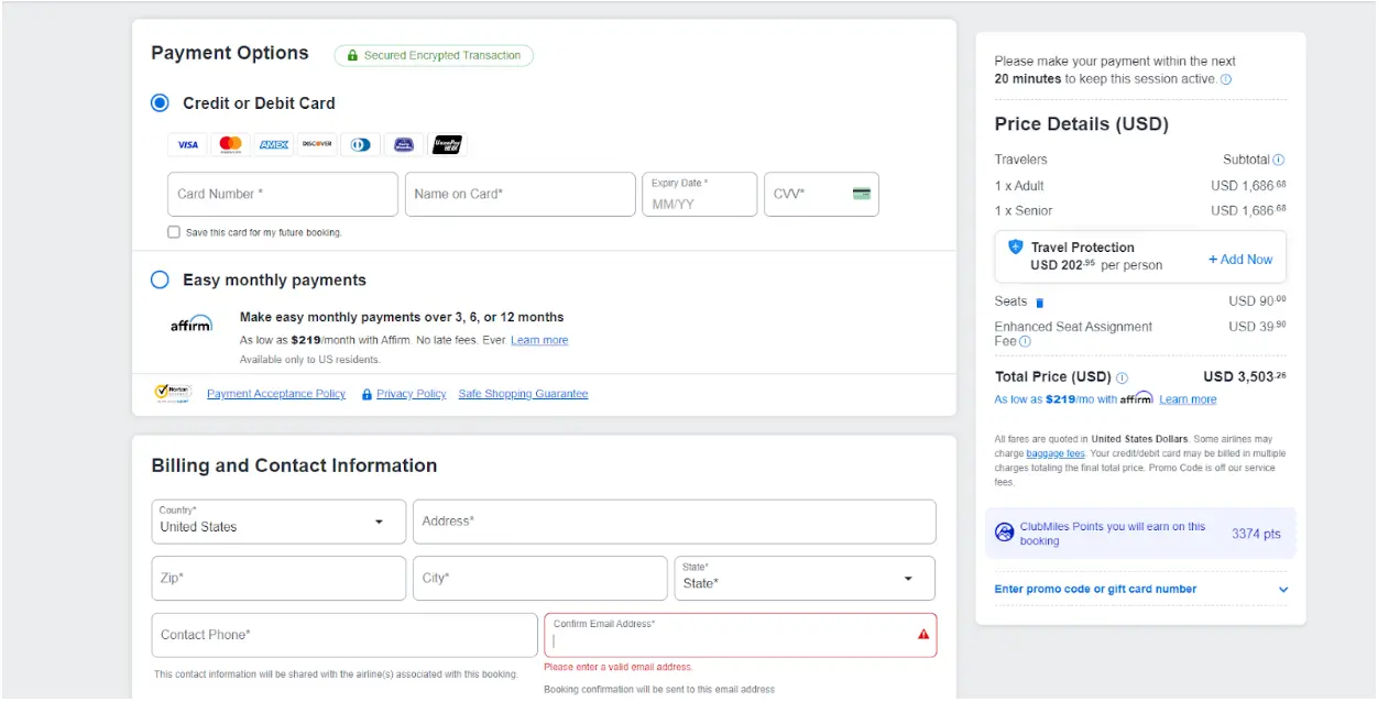 cheapoair payment options