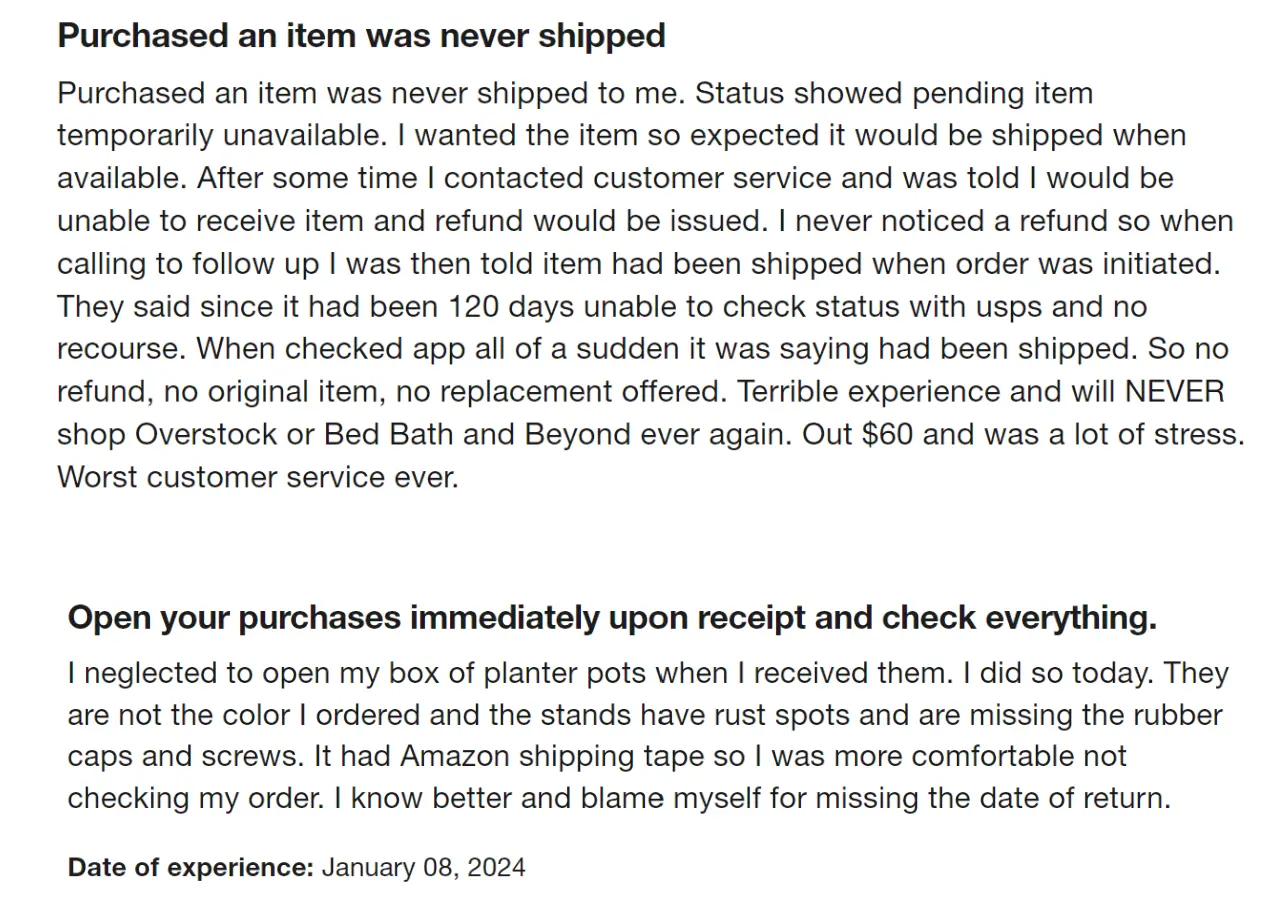 overstock reviews