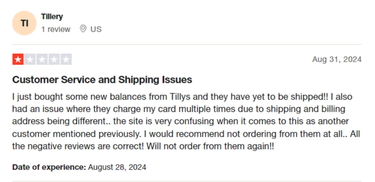 tillys feedback