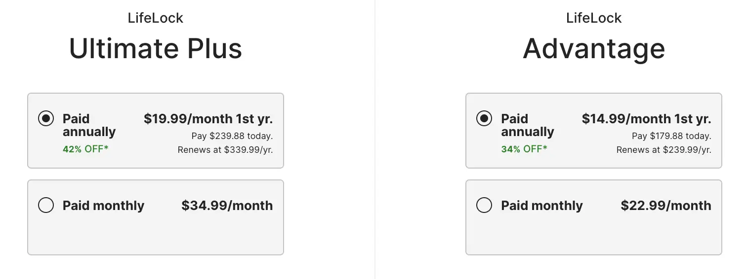 lifelock pricing 