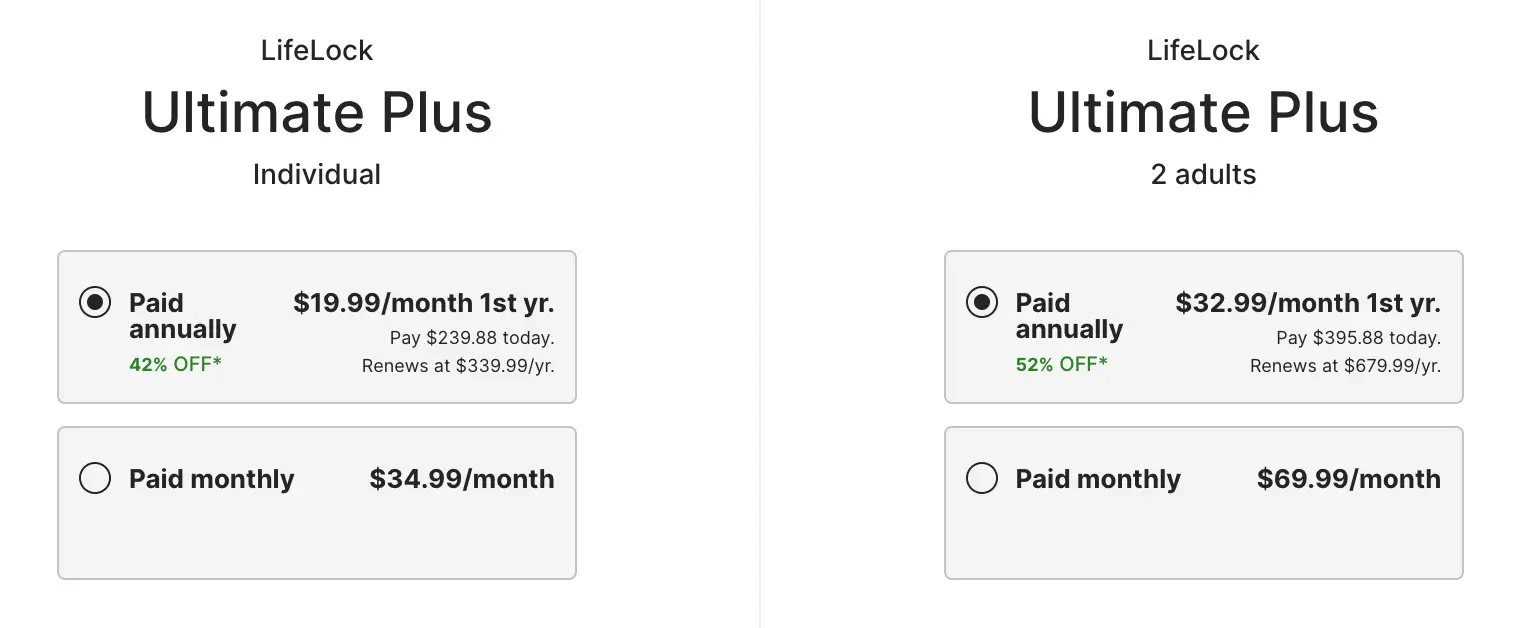 lifelock pricing