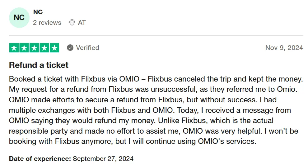 omio refund 