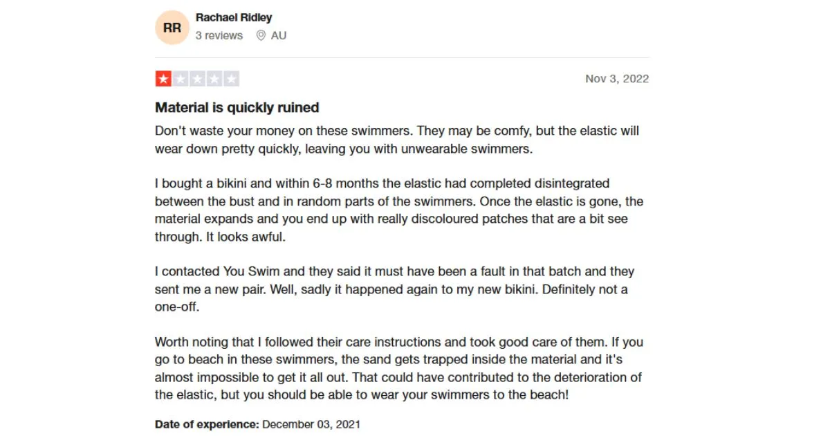 youswim customer feedback 